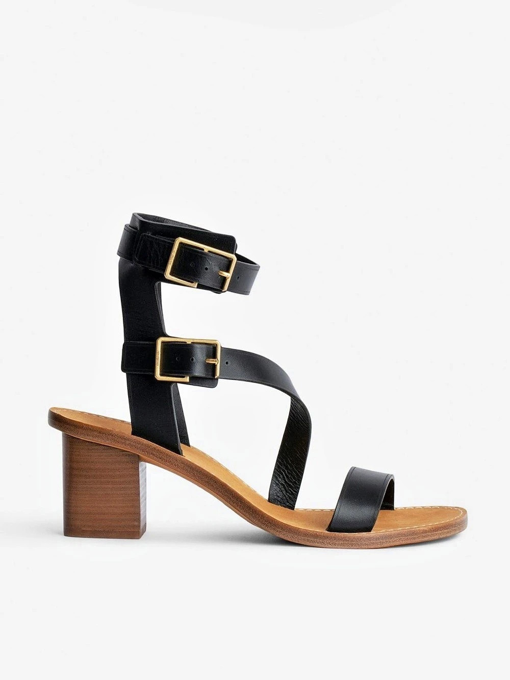 NIB Zadig & Voltaire Cecilia Caprese Block Heel Sandal Black & Brown EU 41